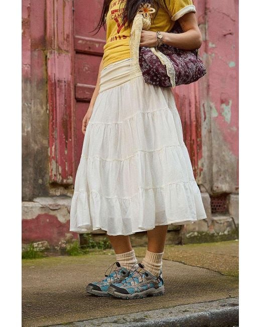 Urban Outfitters White Uo Fallon Fold Prairie Midi Skirt