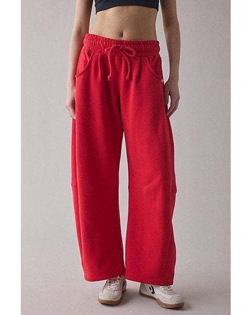 Out From Under Red Essential Barrel Leg Full Length Sweatpant