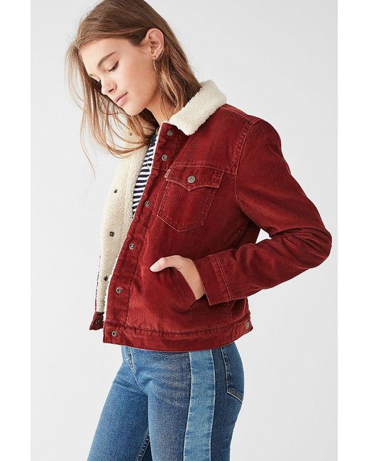 Levi's Levi's Corduroy Sherpa Jacket in Red | Lyst