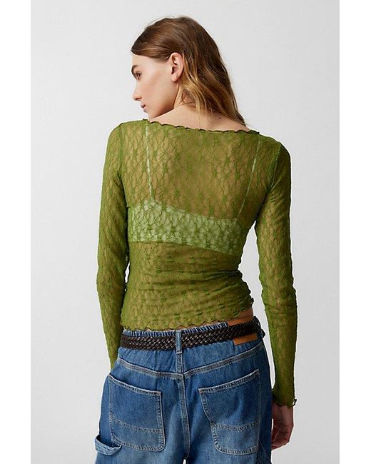 Out From Under Green Libby Sheer Long Sleeve Top