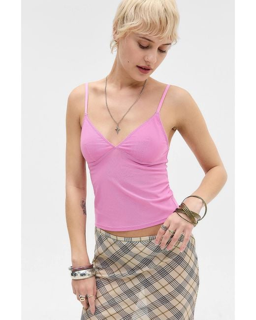 Out From Under Pink Je T'aime Mesh Crop Cami