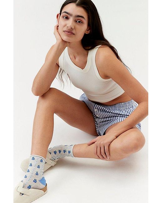 Urban Outfitters Multicolor Icon Lettuce-Edge Pointelle Crew Sock