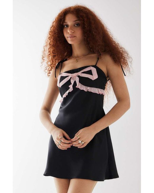 Love Triangle Black Uo Exclusive Saffi Satin Mini Dress