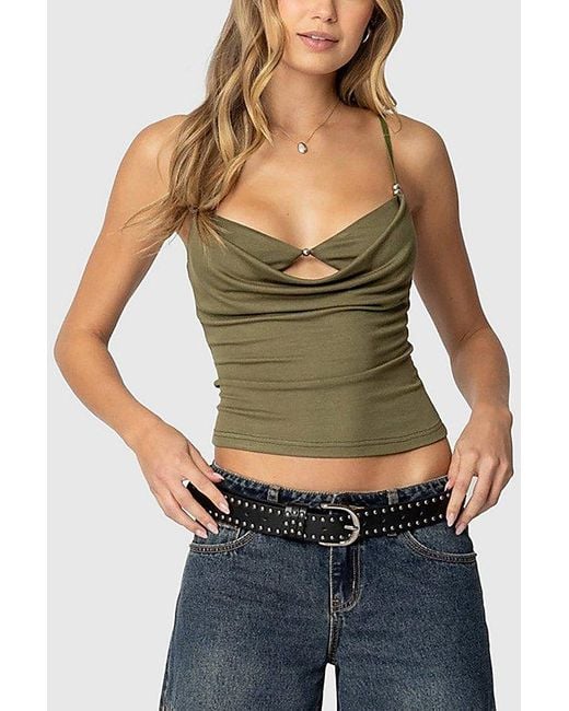 Edikted Green Layered Bra Cowl Neck Top