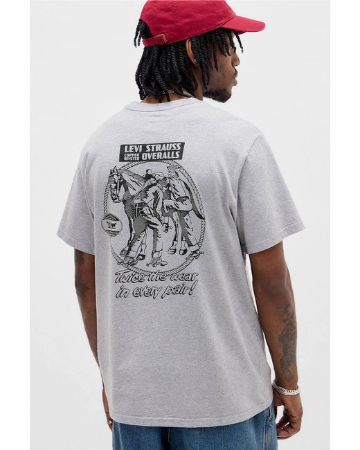 Levi's Gray Grey Archival Overalls T-shirt for men