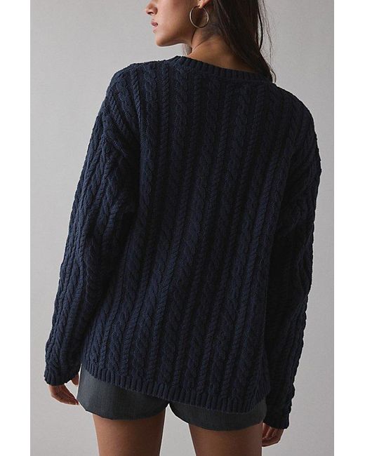 Vintage & ReMADE by UO Blue Vintage By Uo Cable Knit Sweater