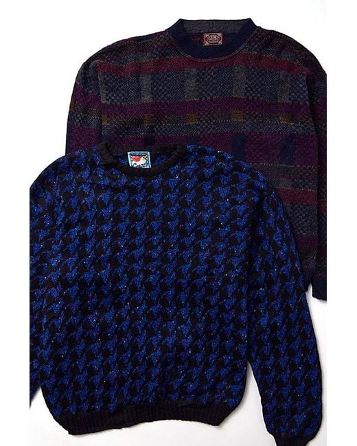 Urban Renewal Blue Vintage Patterned Oversized Sweater