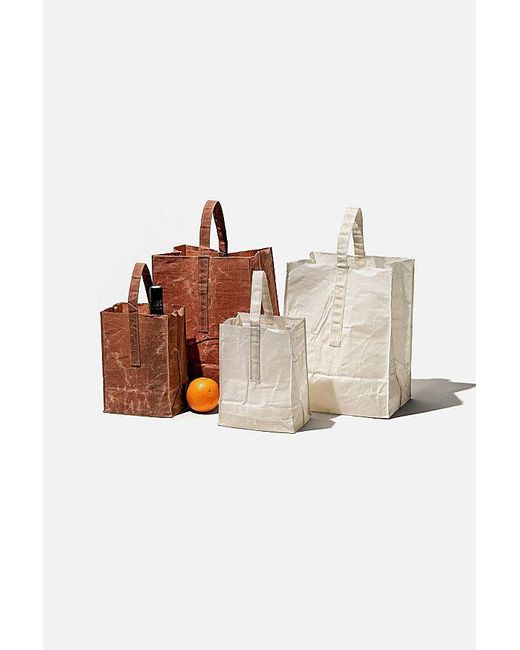 Puebco Brown Waxed Cotton Reusable Grocery Bag With Handle