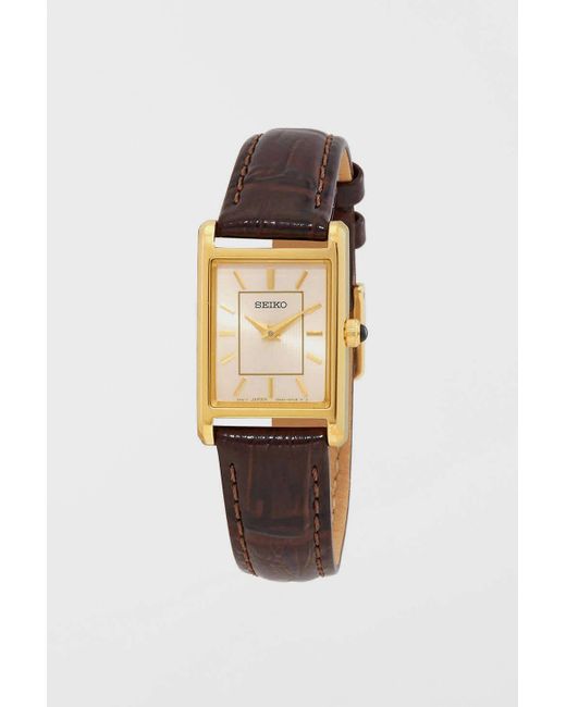 Seiko Essentials Quartz Champagne Dial Watch Swr066 In Brown,at Urban Outfitters