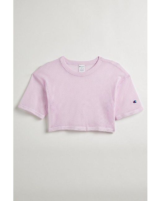 Champion Pink Uo Exclusive Mesh Cropped Tee Top