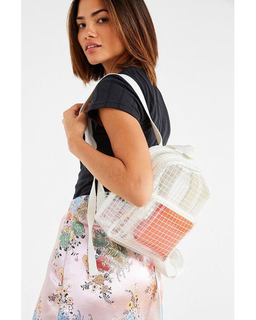 Urban Outfitters White Transparent Grid Mini Backpack