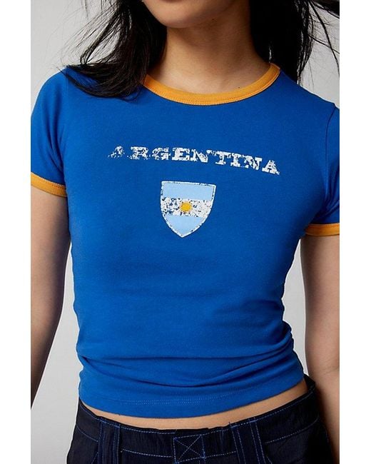 Urban Outfitters Blue Argentina Baby Ringer Tee