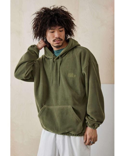 iets frans Green Khaki Laser Print Hooded Fleece for men