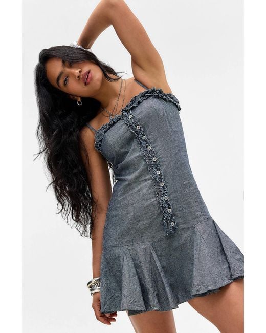 BDG Blue Nola Chambray Mini Dress