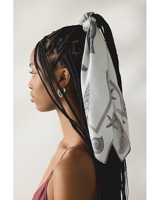 Urban Outfitters Black Shellscape Pattern Satin Scarf
