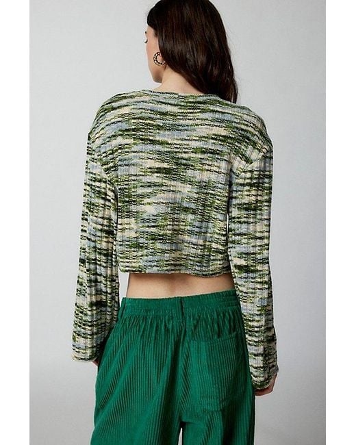 Urban Renewal Green Remnants Marled Chenille Drippy Sleeve Sweater