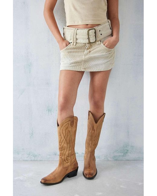 Urban Outfitters Natural Uo Cassidy Western Tan Leather Boots