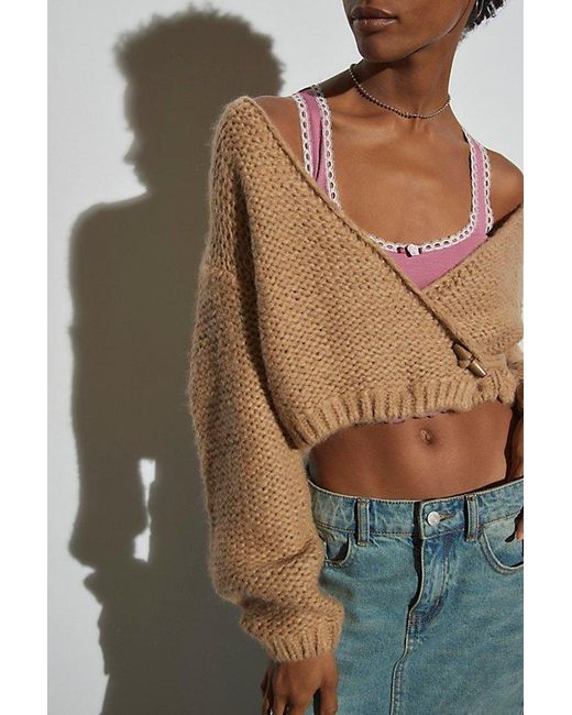 Urban Outfitters Brown Uo Stevie Wrap Cardigan
