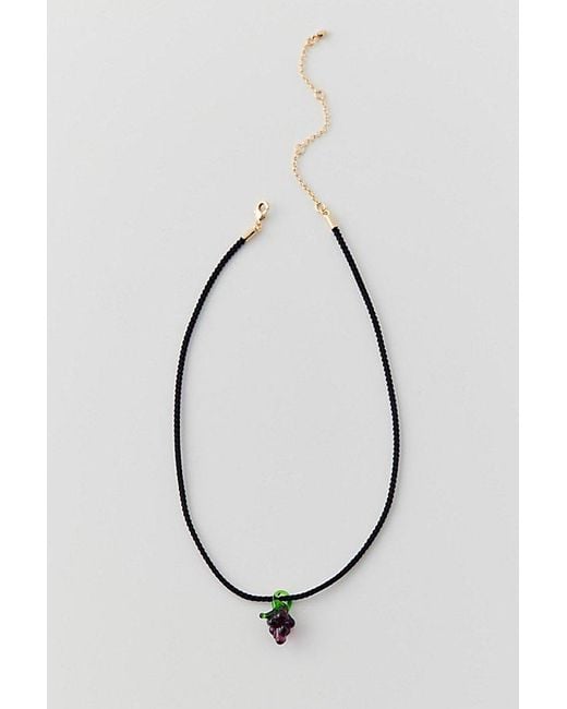 Urban Outfitters Black Glass Grape Corded Necklace