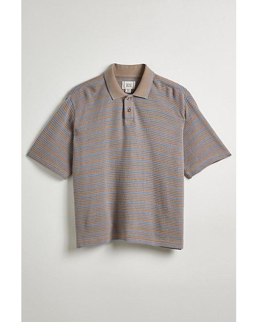 BDG Gray Blake Striped Polo Shirt Top for men