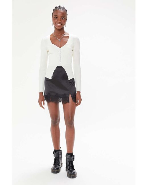 Urban Outfitters Uo Amber Lace Trim Mini Slip Skirt | Lyst