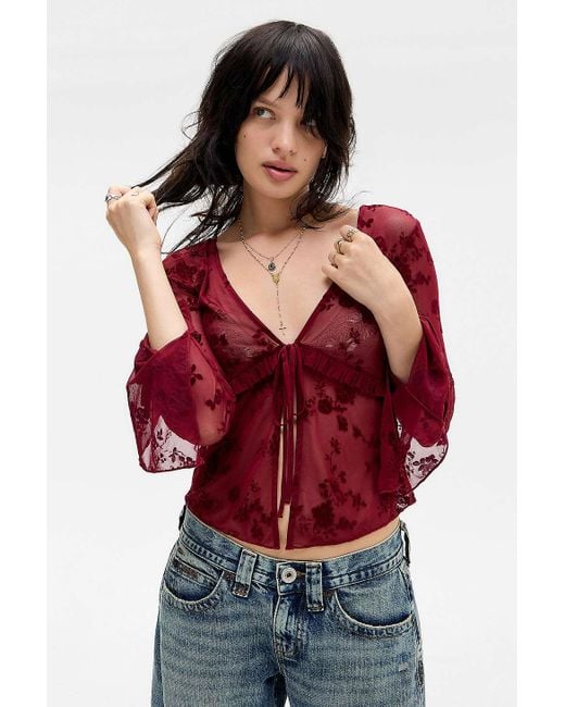 Silence + Noise Red Silence + Noise Tilly Flock Top