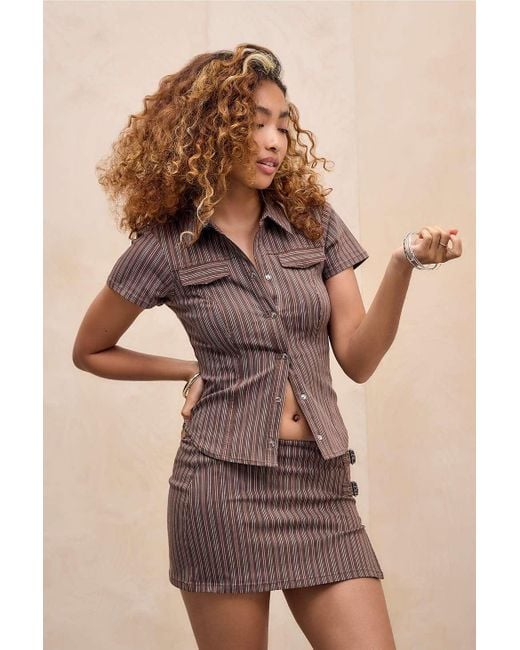 Silence + Noise Brown Silence + Noise Polly Bengaline Shirt