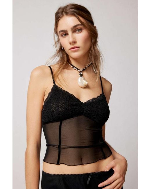 Urban Outfitters Uo Chelsea Semi-sheer Lace & Mesh Cami in Black