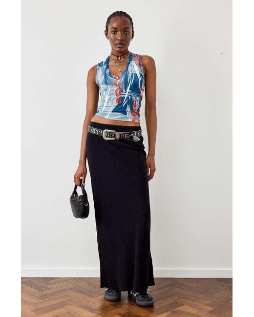 Urban Outfitters Black Linen Lizzie Maxi Skirt