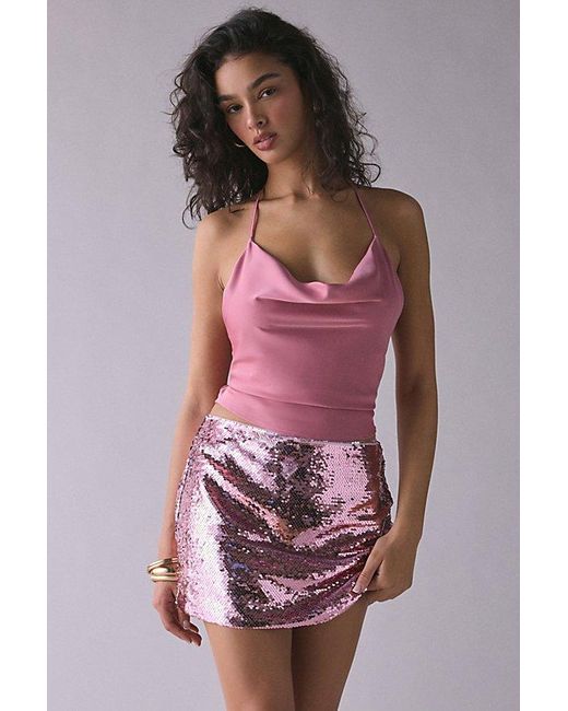 Glamorous Pink Sequin Low-Rise Mini Skirt