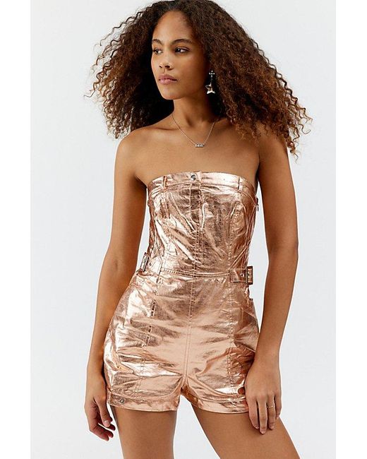 Urban Outfitters Multicolor Uo Yara Metallic Strapless Romper