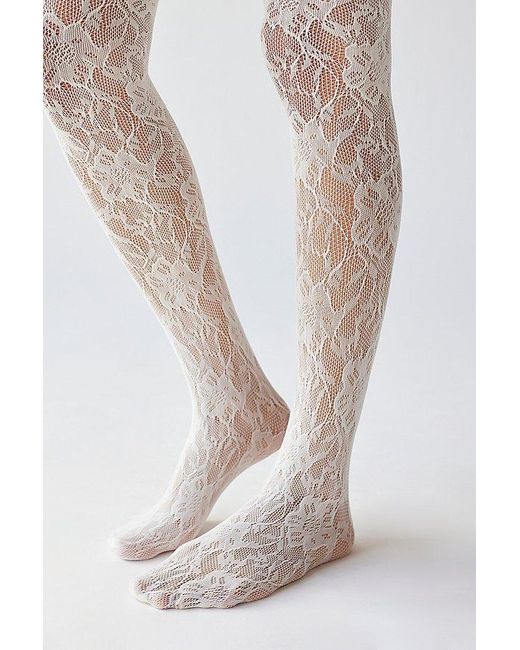 Urban Outfitters White Maude Lace Tight