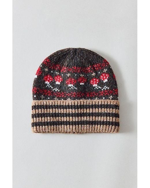 Urban Outfitters Brown Mushroom Pattern Beanie