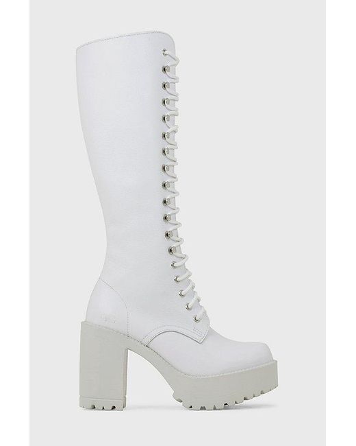 ROC Boots Australia White Roc Lash Heeled Leather Lace-Up Boot