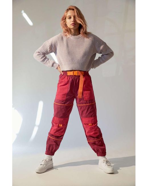 Urban Outfitters Red Uo Neil Colorblock Belted Snow Pant