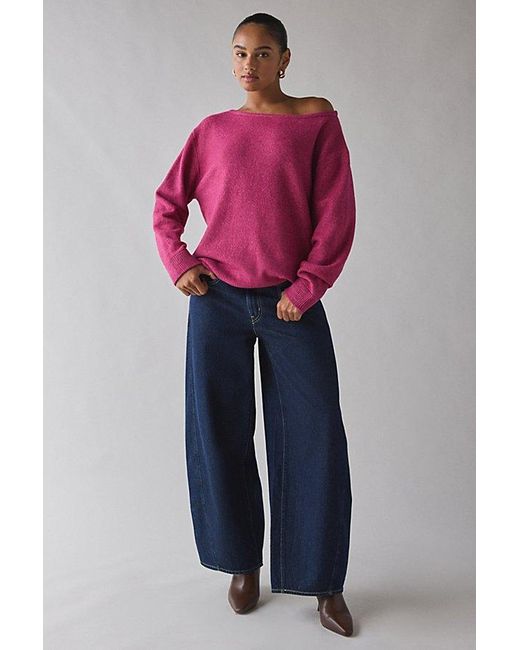 Urban Outfitters Pink Uo Nola Oversized Off-The-Shoulder Sweater