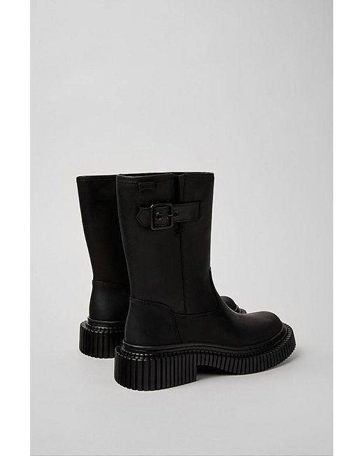 Camper Black Pix Berlin Leather Moto Boot