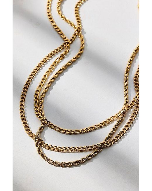 Urban Outfitters White Essential Waterproof Trio Layering Chain Necklace for men
