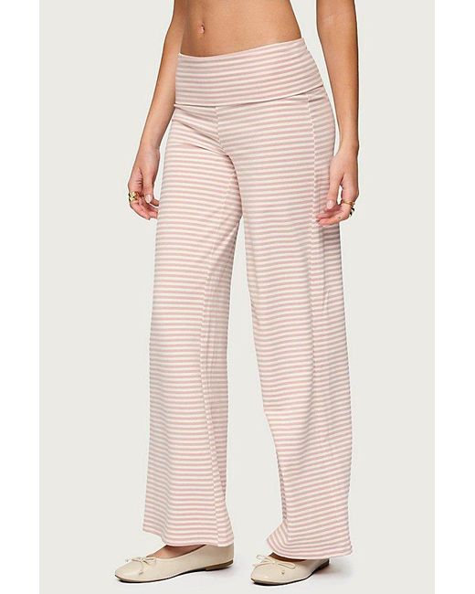 Edikted Pink Lilah Striped Fold Over Pants