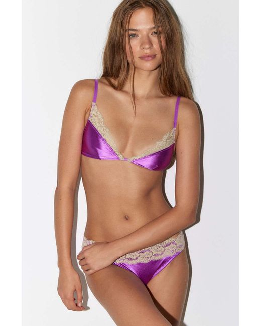 Out From Under Iszora Satin & Lace Triangle Bralette In Purple,at Urban  Outfitters in Red