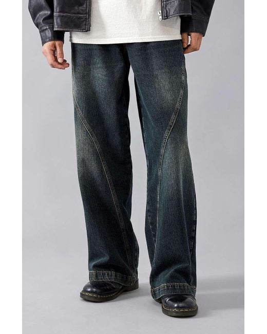 BDG Black Blasted Twist Seam Wide Neo Skate Jeans for men