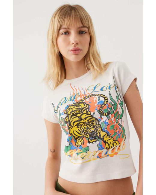 Urban Outfitters Pure Love Tiger Baby Tee in White Lyst