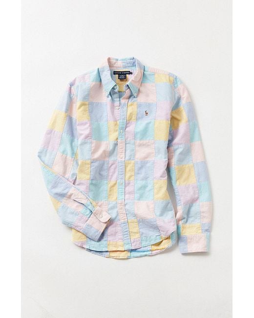 Urban Outfitters Blue Vintage Ralph Lauren '90s Pastel Check Button-down Shirt for men