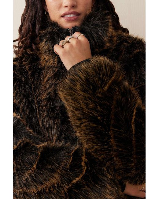 Jaded London Mendoza Faux Fur Jacket in Brown | Lyst UK