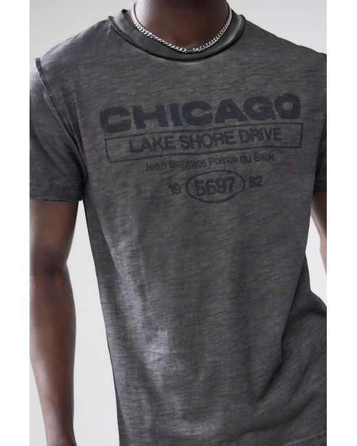 Urban Outfitters Gray Uo Chicago Washed T-shirt for men