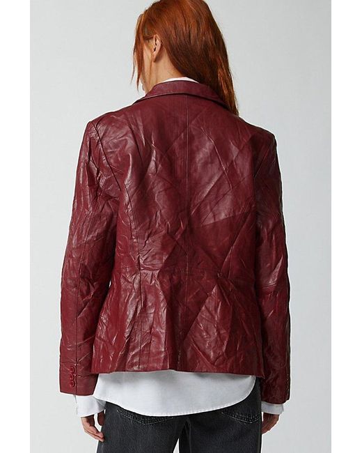 Urban Renewal Red Vintage Leather Blazer Jacket