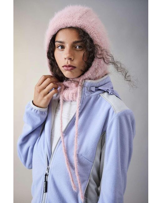 Urban Outfitters Pink Uo Kody Fluffy Knit Knit Hood