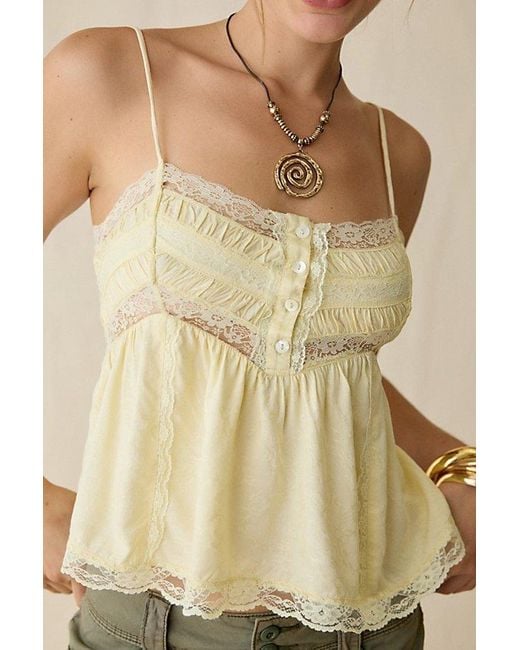 Kimchi Blue Natural Tabby Lace Trim Babydoll Cami
