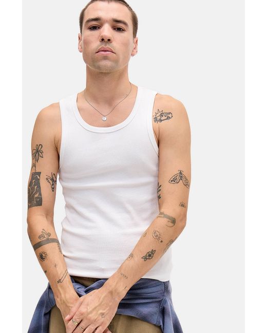 BDG White Ribbed Vest Jacket for men