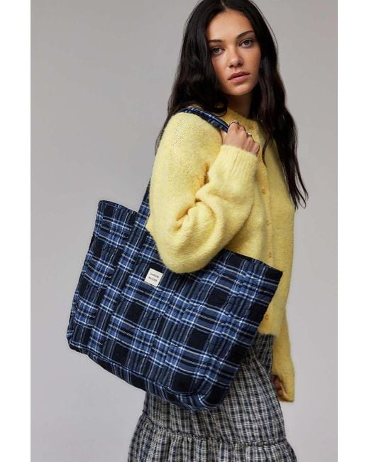 Damson Madder Blue Navy Check Tote Bag